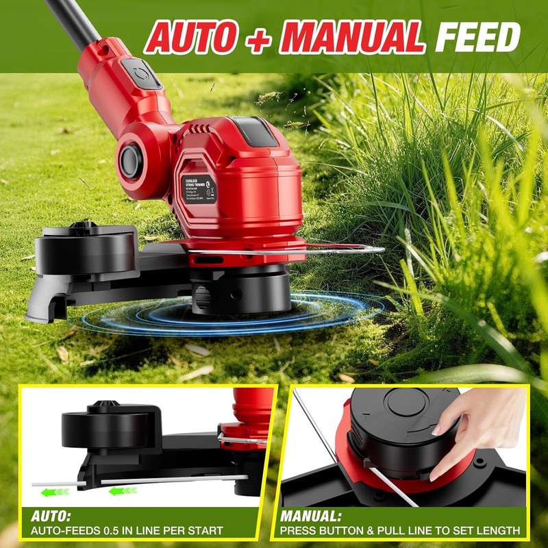 Heinpro Cordless String Trimmer M18 Compatible 12" Brush Cutter Weed Eater gallery