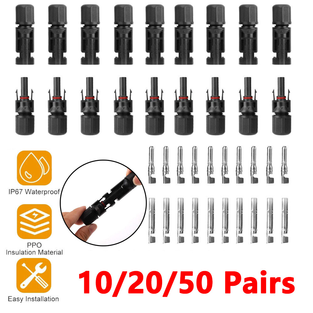 10/20/50 Pairs Solar Panel Cable Wire Connectors Male/Female Waterproof Adapter gallery