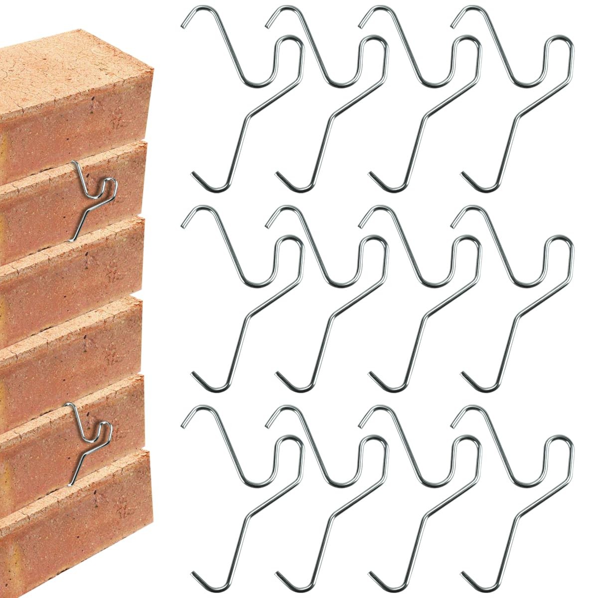 Brick Hook Stainless Steel Wall Clips for Hanging Fit 2-1/4 to 2-2/5 Inch Hig... gallery