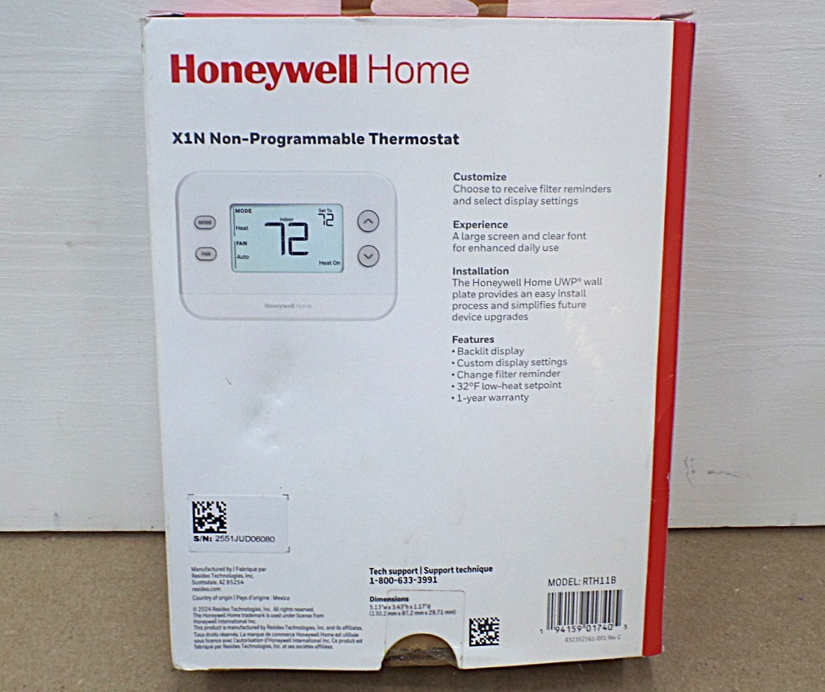 HONEYWELL RTH11B/N HOME X1N NON-PROGRAMMABLE THERMOSTAT SINGLE-STAGE 1-HEAT/COOL gallery
