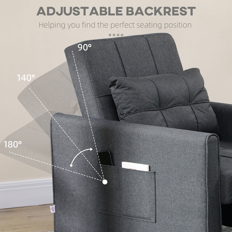 Folding Sofa Bed Pull Out Sleeper Convertible Chair Adjustable Backrest Pillow gallery