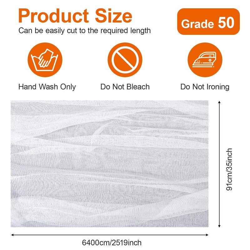70 Yard White Grade 50 Unbleached Cotton Cheesecloth Roll Straining Bulk gallery