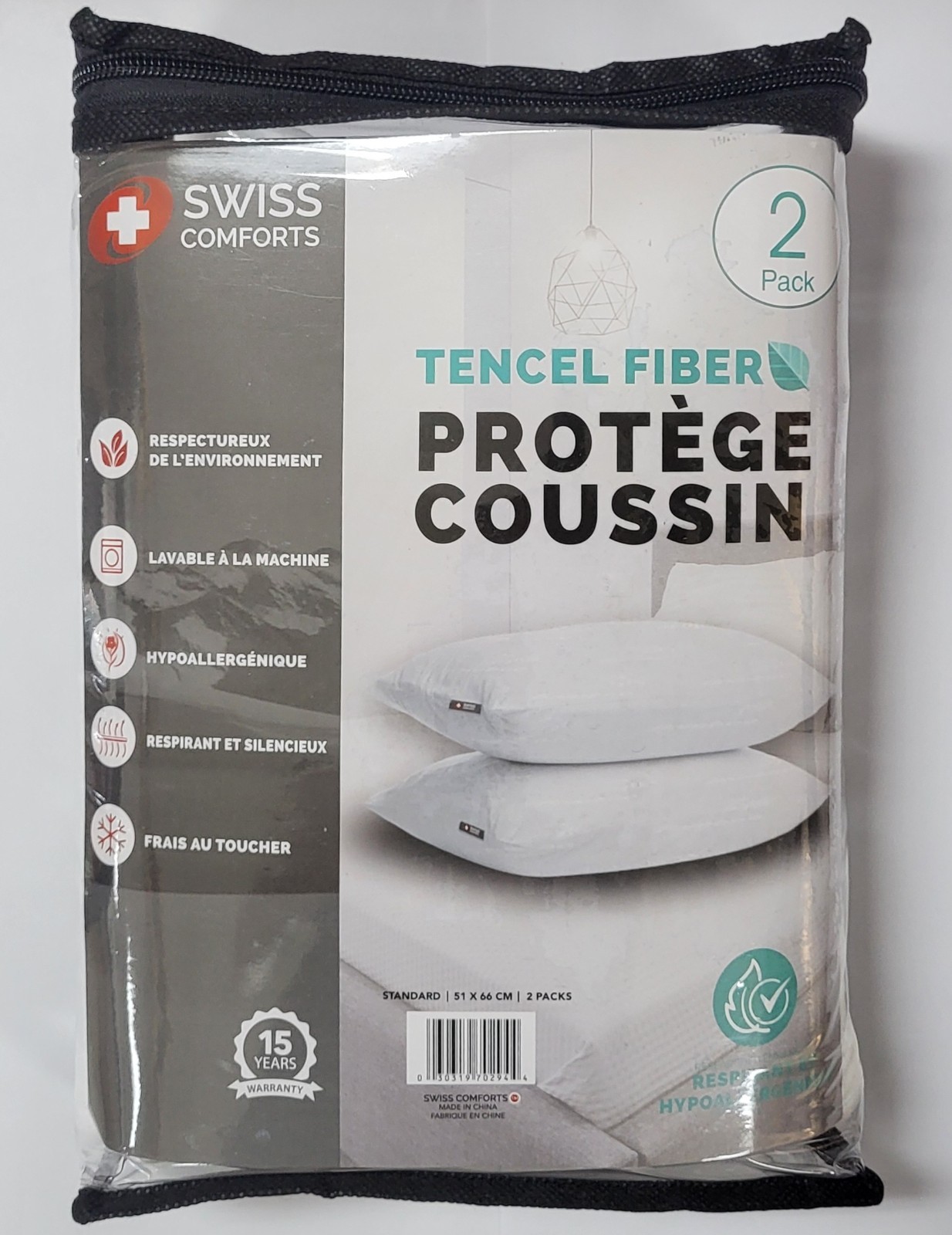 Swiss Comforts Embossed Tencel 2 Pack Pillow Protectors Standard 20" x 26” 2 lb gallery