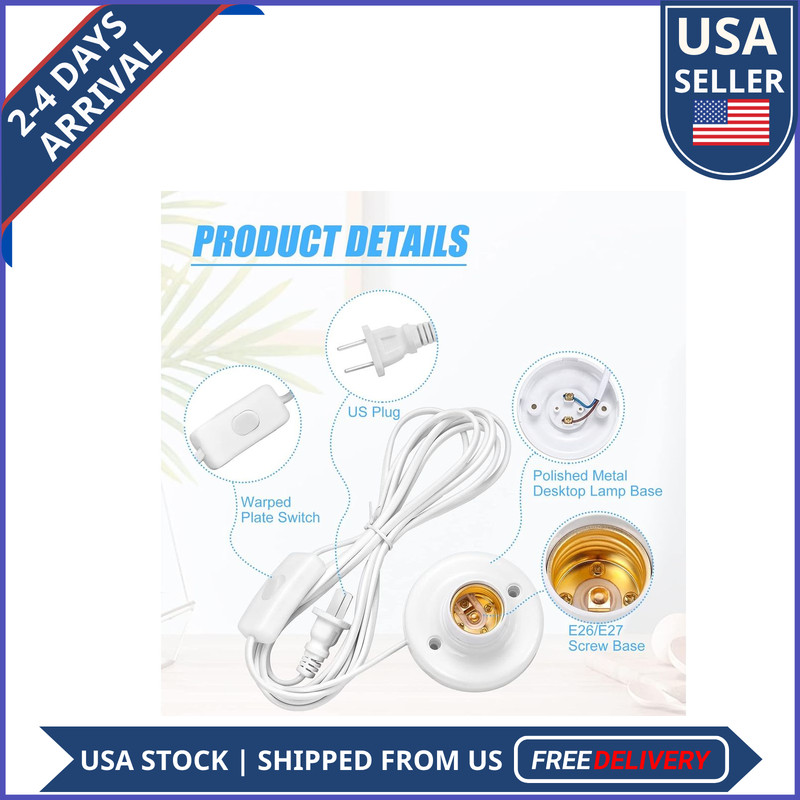 E26 E27 Light Socket Cord 9.84FT Hanging Lamp Holder with On Off Switch gallery