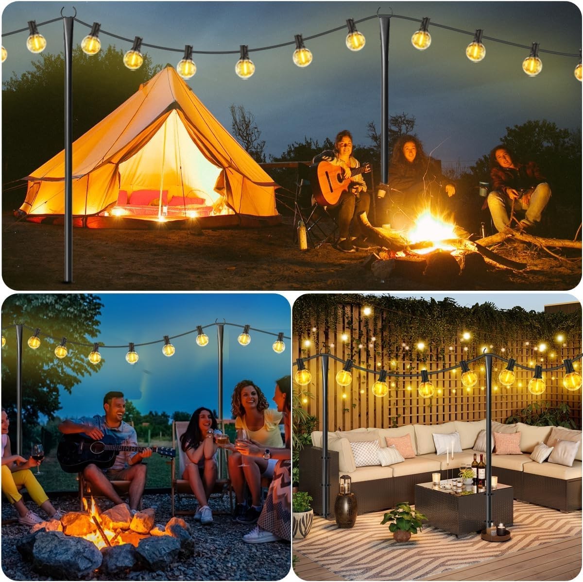 NEW 6 Pack 9FT String Light Poles Outdoor Metal Hanging Patio Garden Party gallery