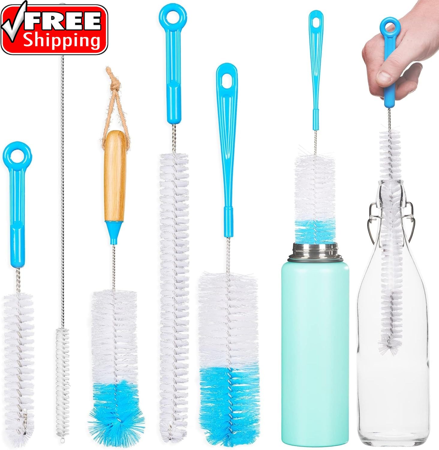 Bottle Brush Cleaner Pack - Set of 5 Bottle Brushes for Cleaning Baby Bottles, W gallery