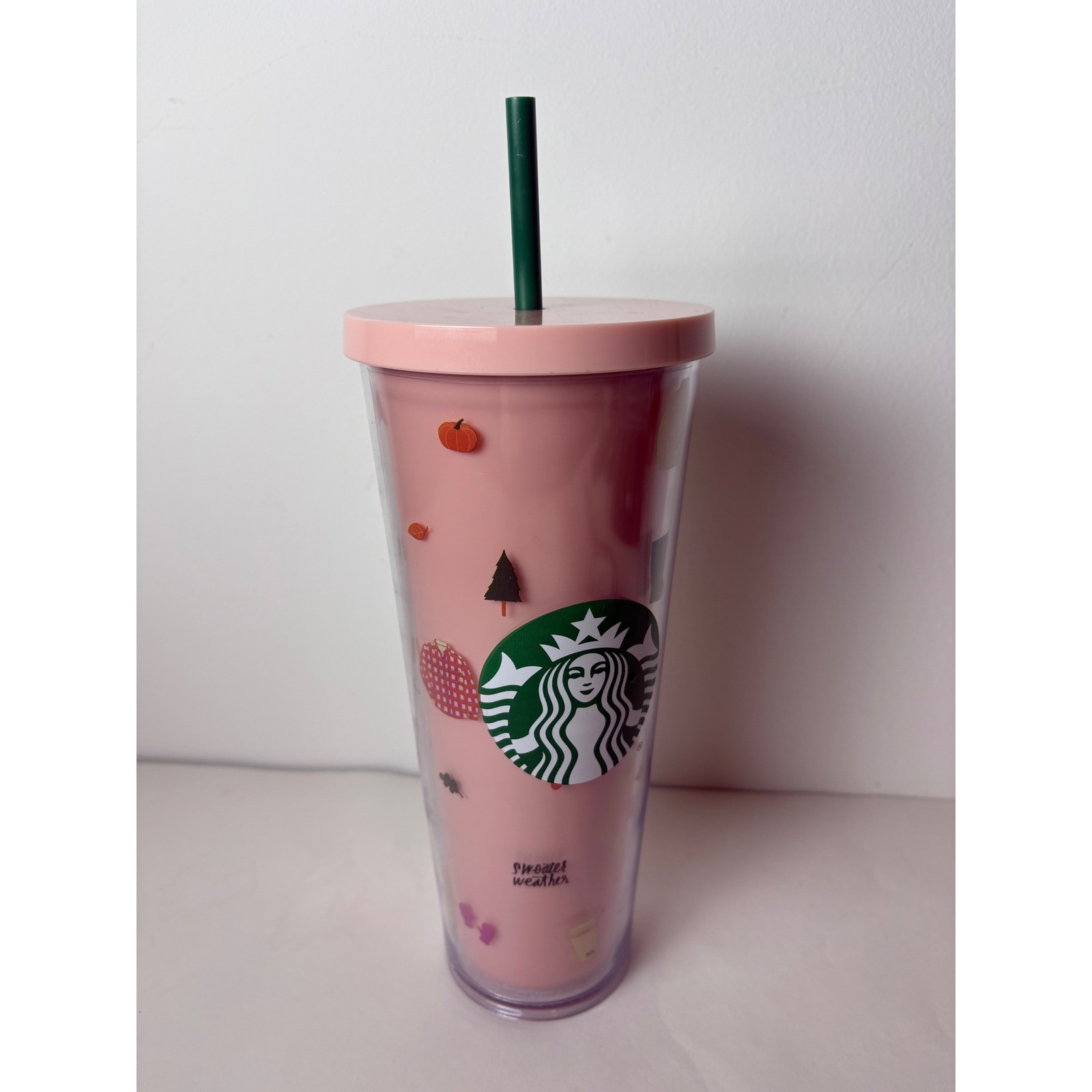 Starbucks ban.do Fall Sweater Weather Pink Cold Cup Tumbler 24oz 2021 Limited gallery