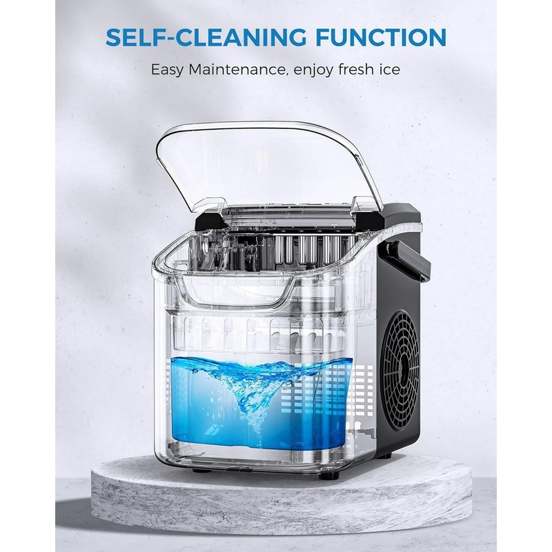 Portable Ice Machine with Self-Cleaning, 26.5 lbs/24Hrs, 8 Ice Cubes in 6 Mins gallery