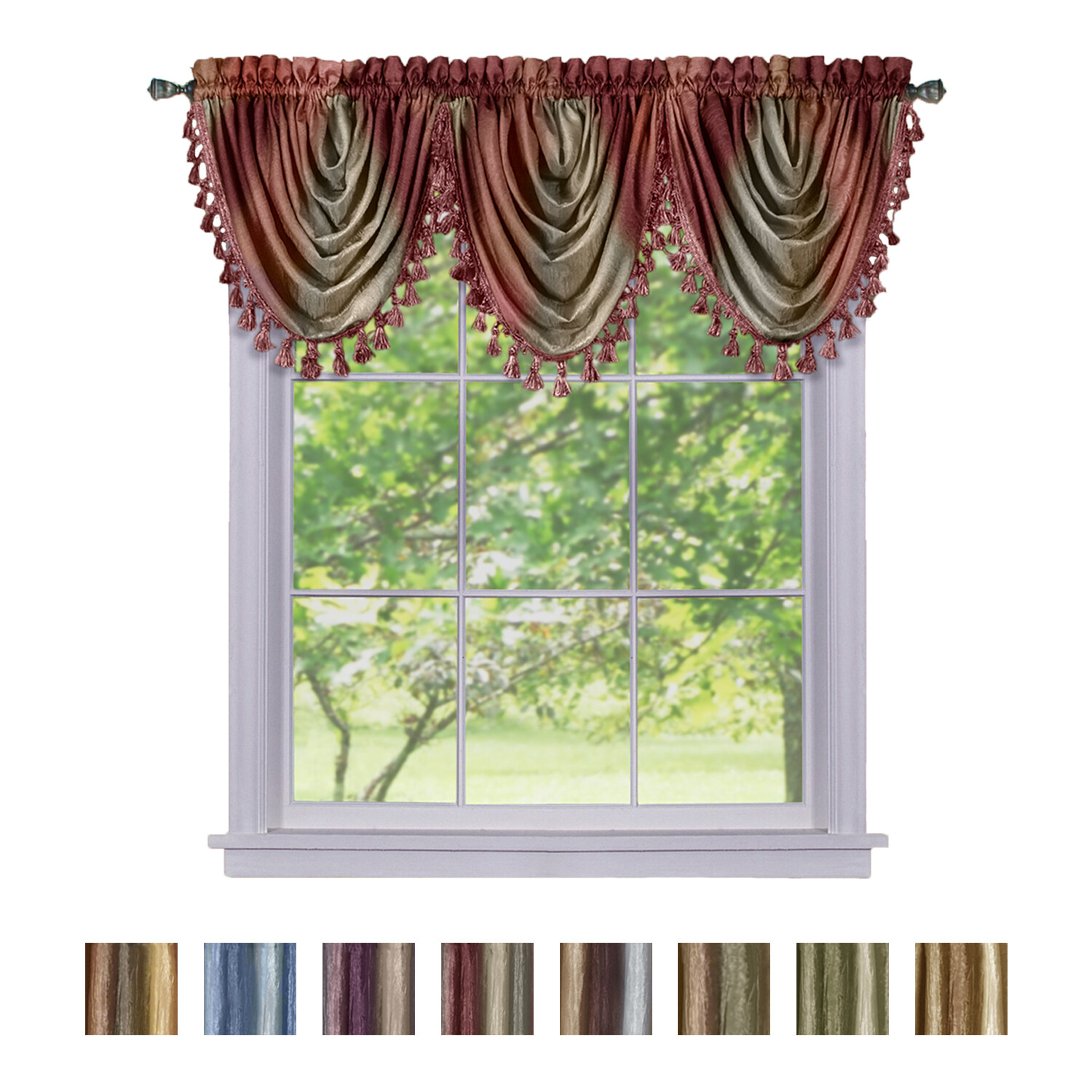 Window Curtains Modern Semi-Sheer Waterfall Valance for Living Room, Bedroom gallery