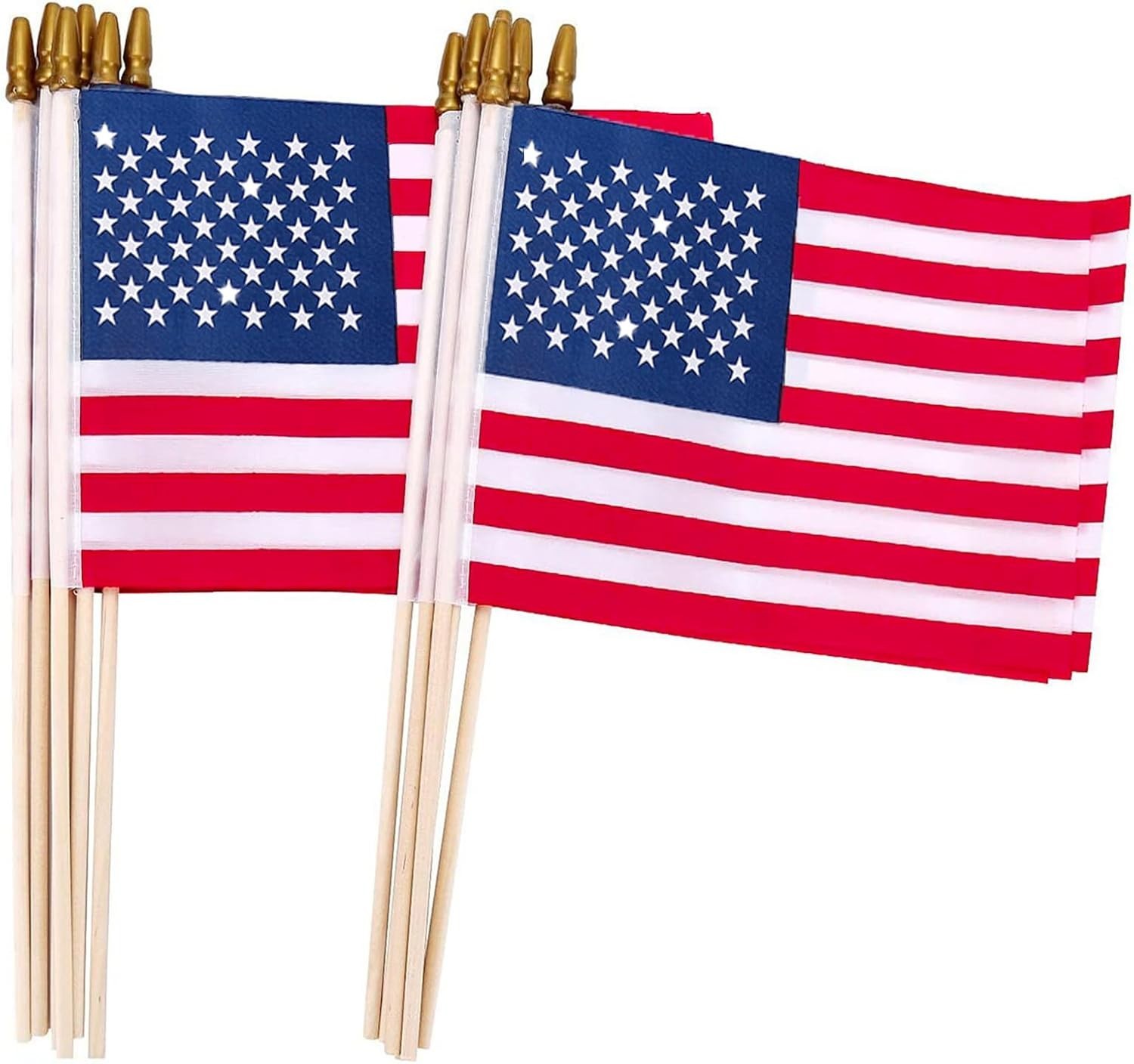12/24 Pcs 8X12 Inch Small American Flags on Sticks, US Handheld Woodenstick Flag gallery