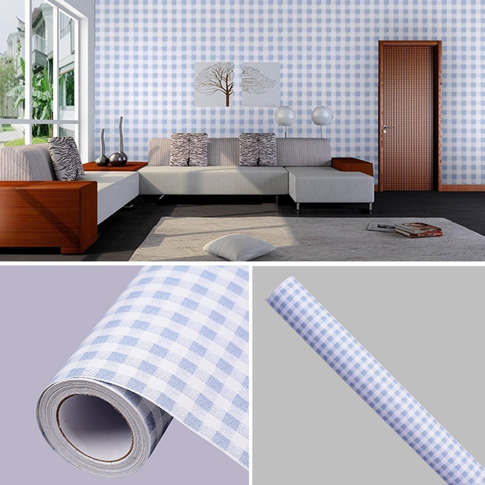 Self Adhesive Vinyl Decorative Blue Gingham Contact Paper Shelf And Drawer Liner gallery