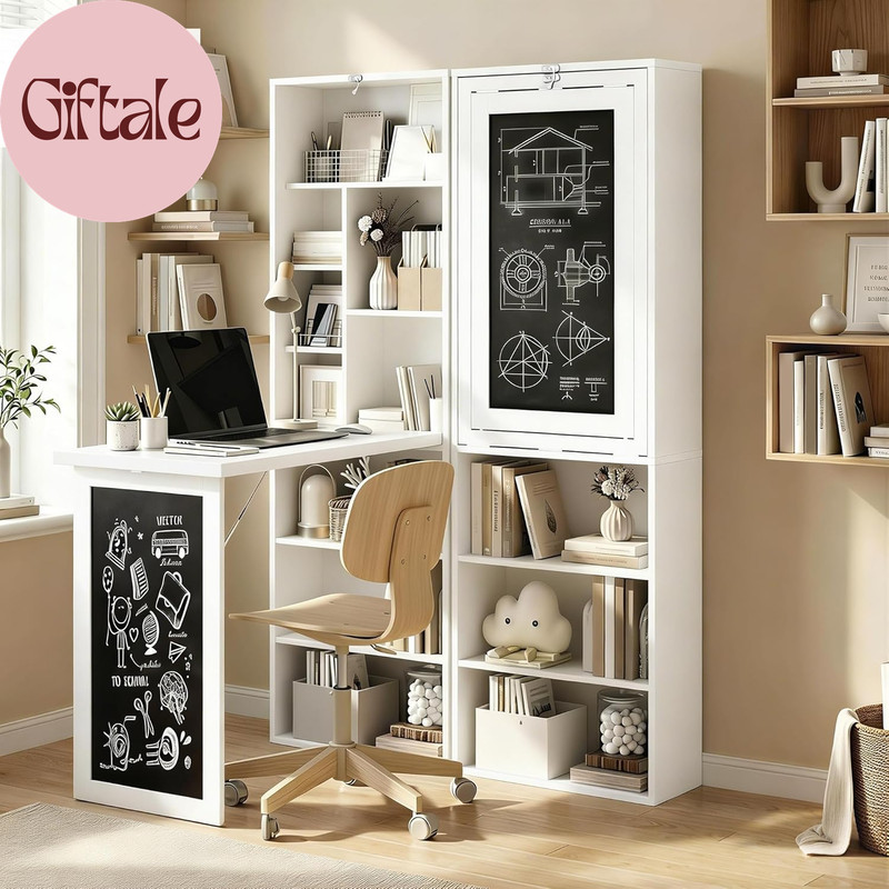 Foldable Convertible Writing Table, Wall Mounted Space-Saving Computer Desk with gallery