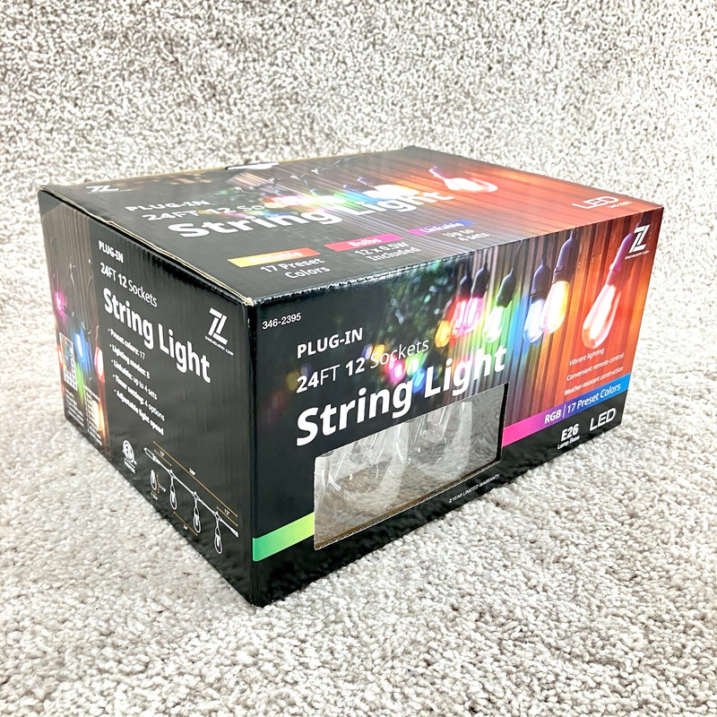 Zone 24' Outdoor String Lights 12 Sockets RGB Color Changing Warm White LED Bulb gallery