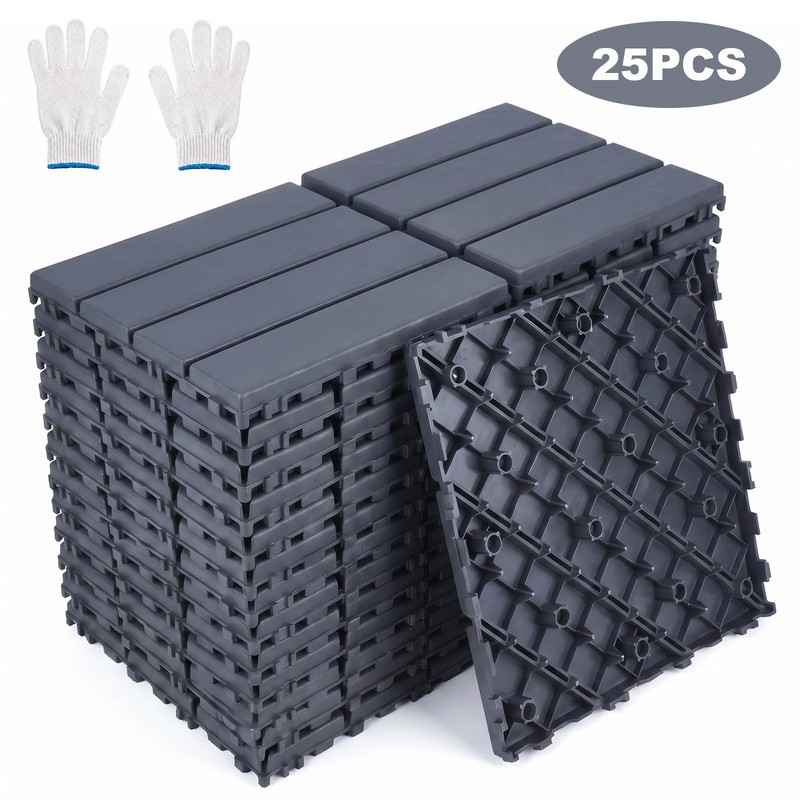 12x12" Plastic Interlocking Composite Decking Floor Deck Tiles For Patio Bacony gallery