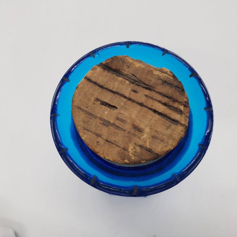 Dodecagon Corked Glass Bottle Jar Cobalt Blue Clear Glass 3.25" T gallery