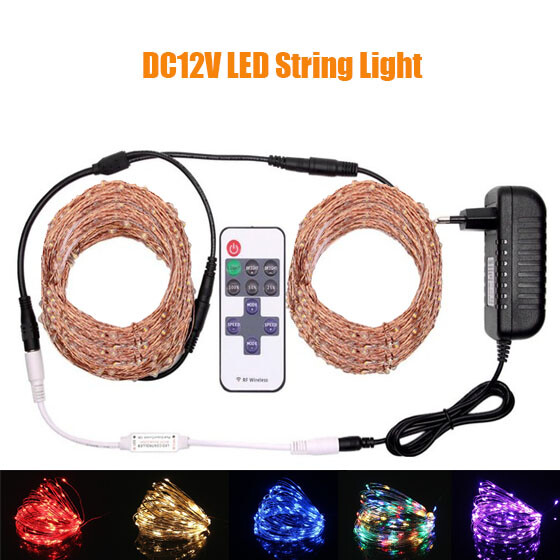 12V 10M 50M 100M Led Fairy string light copper wire Line with Power and Remote gallery