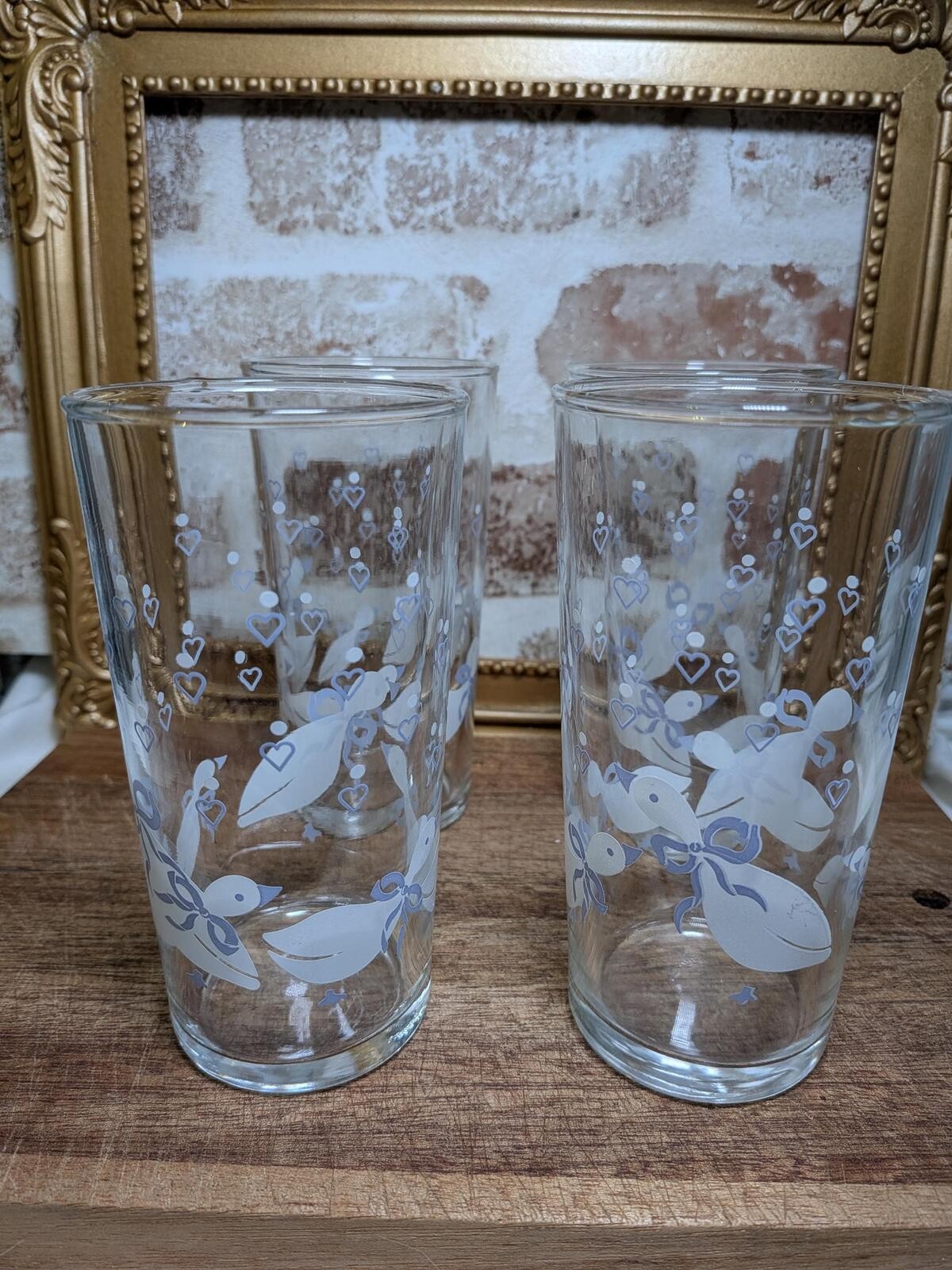 Vintage Blue and White Goose Geese Libbey Glasses gallery
