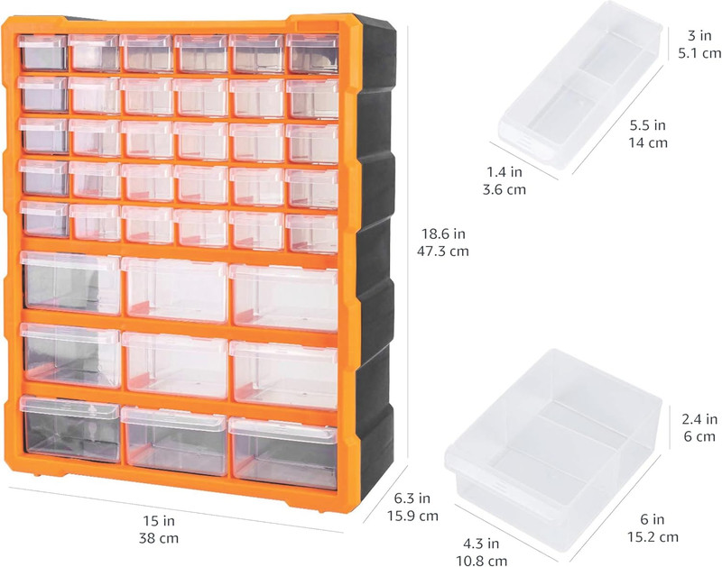 Wall Mount Hardware and Craft Storage Cabinet Organizer with 39 Drawers, Plastic gallery