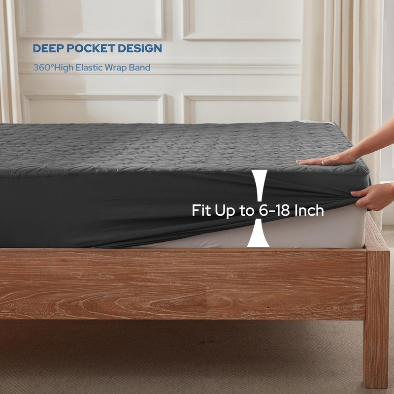BEDLORE Waterproof Mattress Protector, Queen Size Pad Queen, 1 Gray gallery