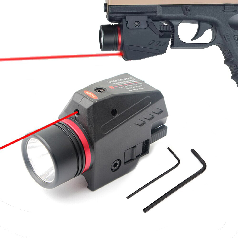 Tactical Red Laser Sight 20mm LED Flashlight Combo For Pistol Camping Light gallery