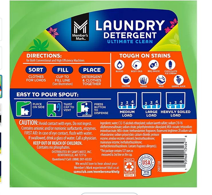 Member's Mark Liquid Laundry Detergent, Paradise Splash, 127 loads, 196 fl. oz. gallery