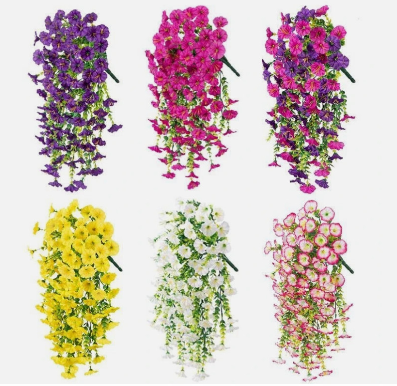 VALUE! 2PCS Artificial Morning Glory Vines UV Resistant Hanging Flowers Outdoor gallery