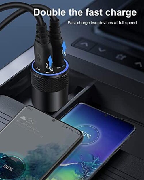 [5pcs] Car Charger Adapter, USB Multi Port Cigarette Lighter Fast Charging gallery