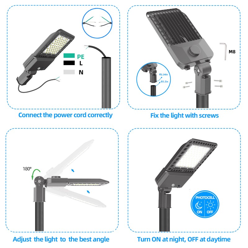 LED Parking Lot Shoebox Light 200W Outdoor Street Area Pole Light Dusk To Dawn gallery