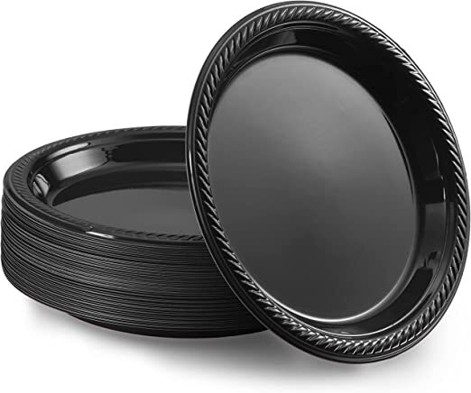 IDEAL Dining 9 Inches Disposable Black Plastic plates Good to use in Microwave gallery