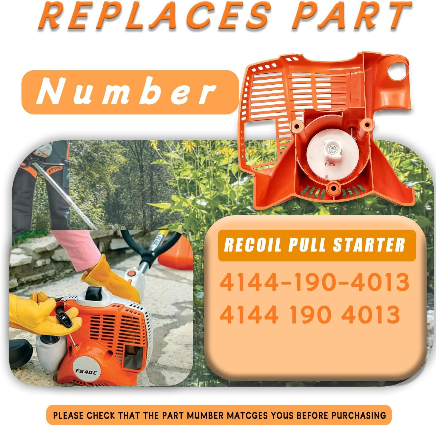 FS40 Recoil Pull Starter 4144-190-4013 Replacement for Stihl FS40 FS40C FS50 FS5 gallery
