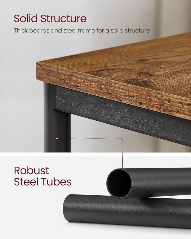 Rustic Brown & Black Industrial Side Table with 3 Storage Tiers - Compact Design gallery