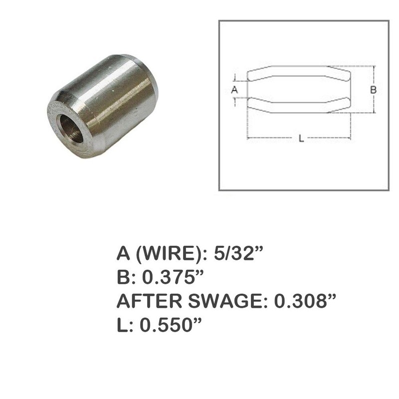 5/32" Wire Rope Button Stop Clips Cable Ferrules Stainless Steel 316 Marine Boat gallery