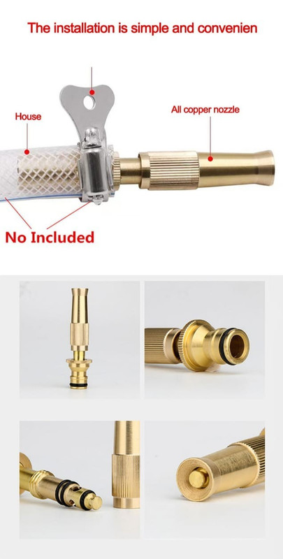 Solid Brass Garden Spray Nozzle 4" Adjustable Twist Water Hose Nozzle USA Stock gallery