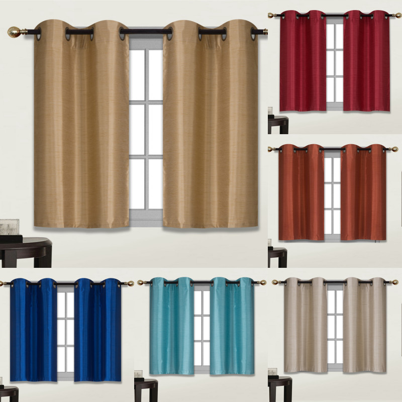 2 PANELS Bedroom Half Window Curtain & KITCHEN WINDOW TIER 36" BLACKOUT D24 gallery