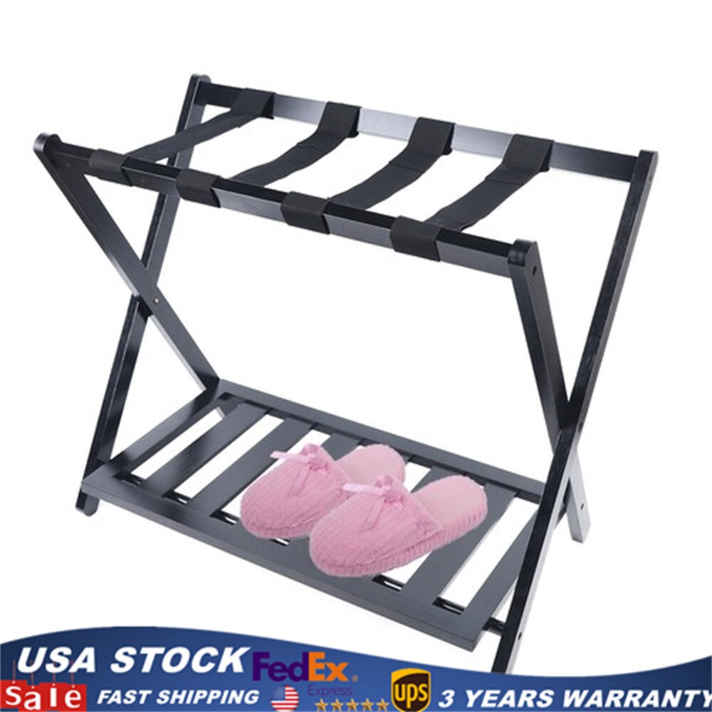 Folding Luggage Suitcase Rack Bamboo Foldable Hotel Shelf Stand For Travel&Home gallery