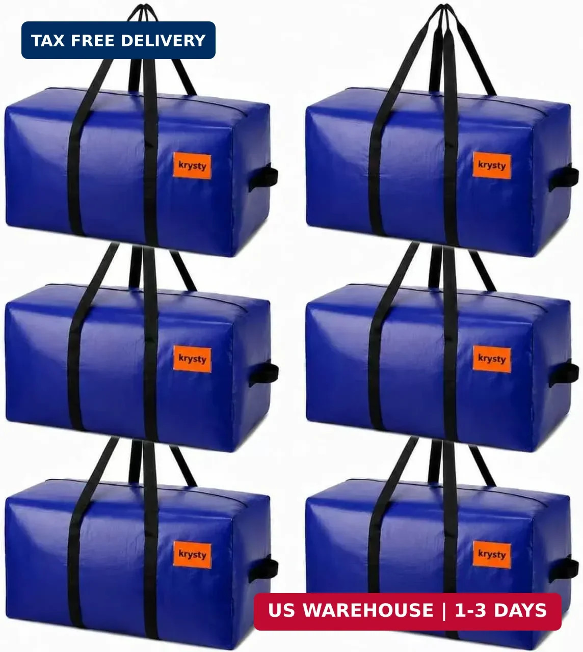 6 Pack Moving Bags Heavy Duty, Extra Large Storage Totes Bag with Zippers and St gallery