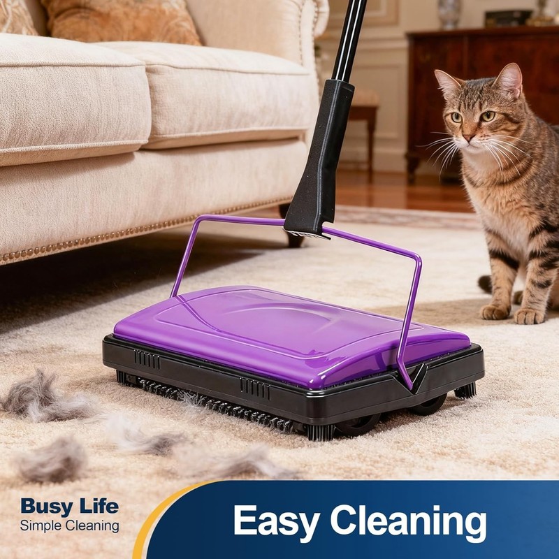Eco-Friendly Carpet Sweeper: No Batteries, Perfect for Low Carpets & Rugs gallery