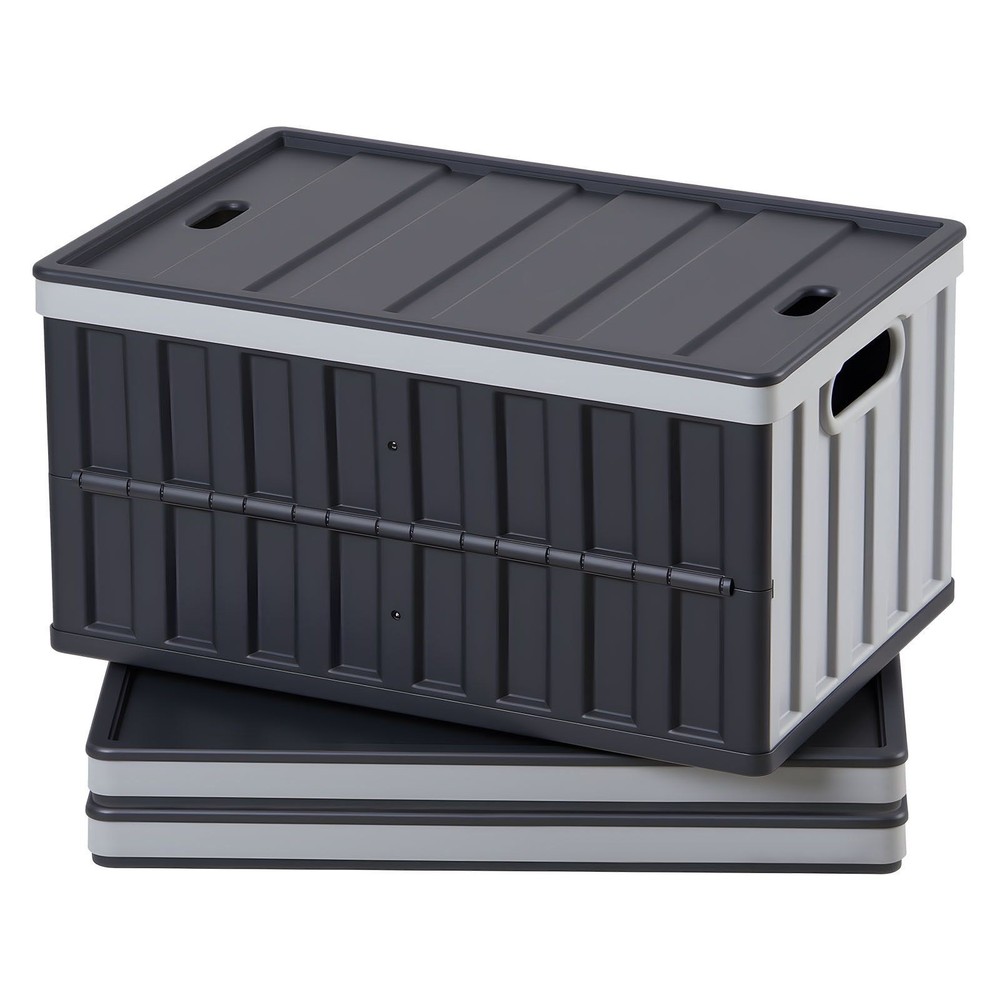 PP Folding Crates, 65L, 84lb Load, Stackable, 3-Piece Home Organizers