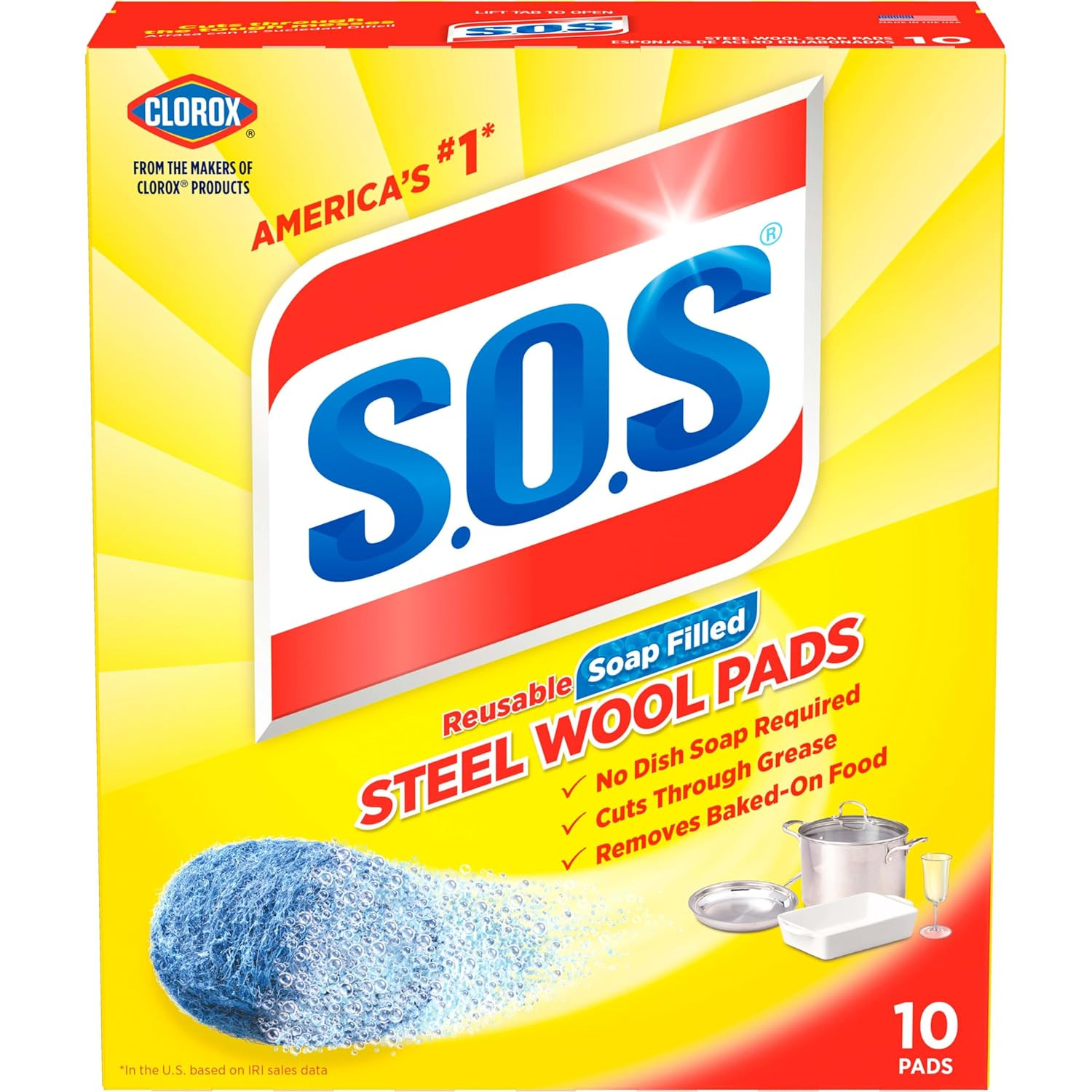 Steel Wool Soap Pads 10 Count Heavy Duty Scrubber For Pots Pans Cleaning gallery