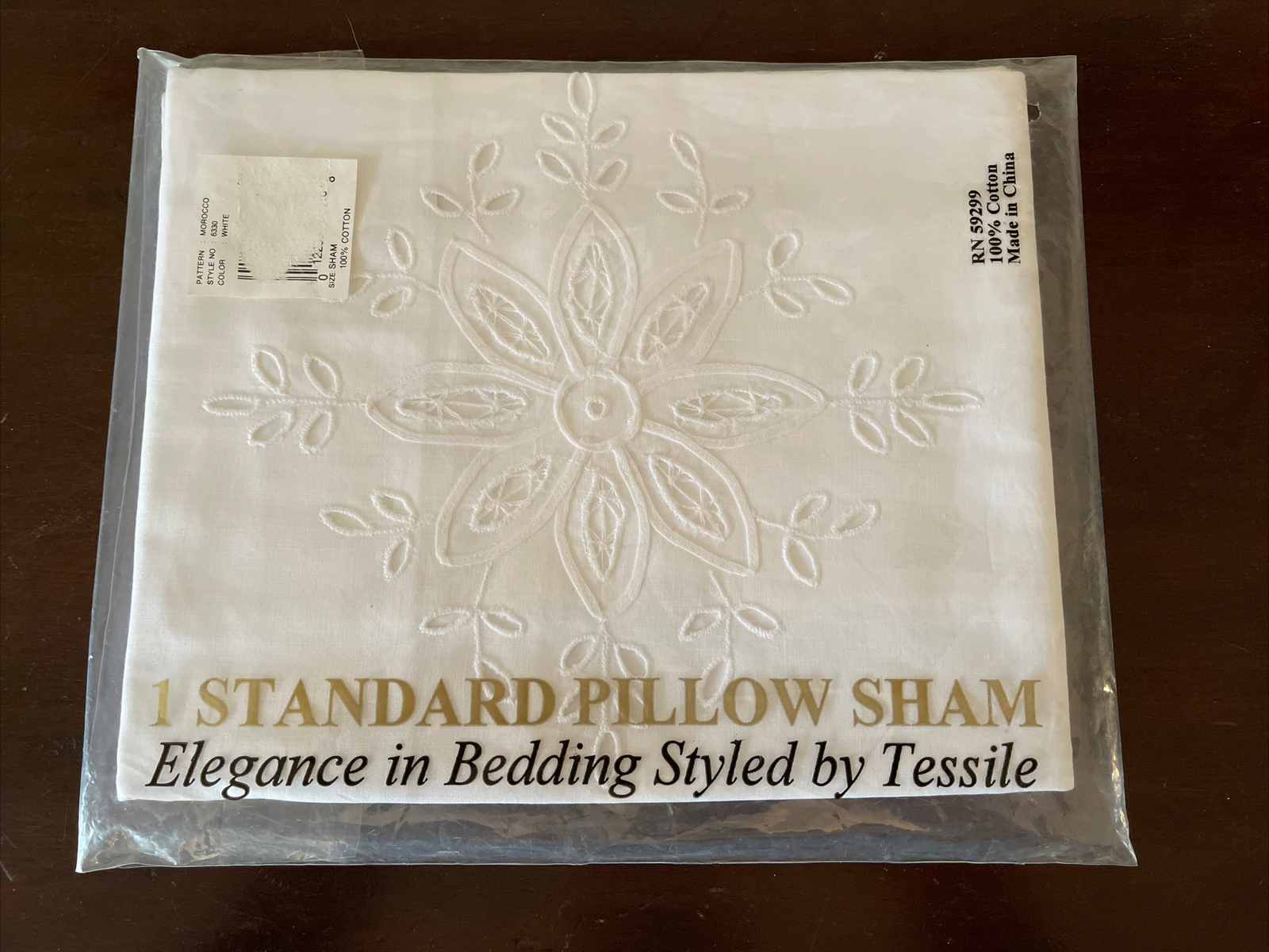 Vintage Tessile Pillow Sham Cutwork Embroidered Floral Cotton White Morocco New gallery