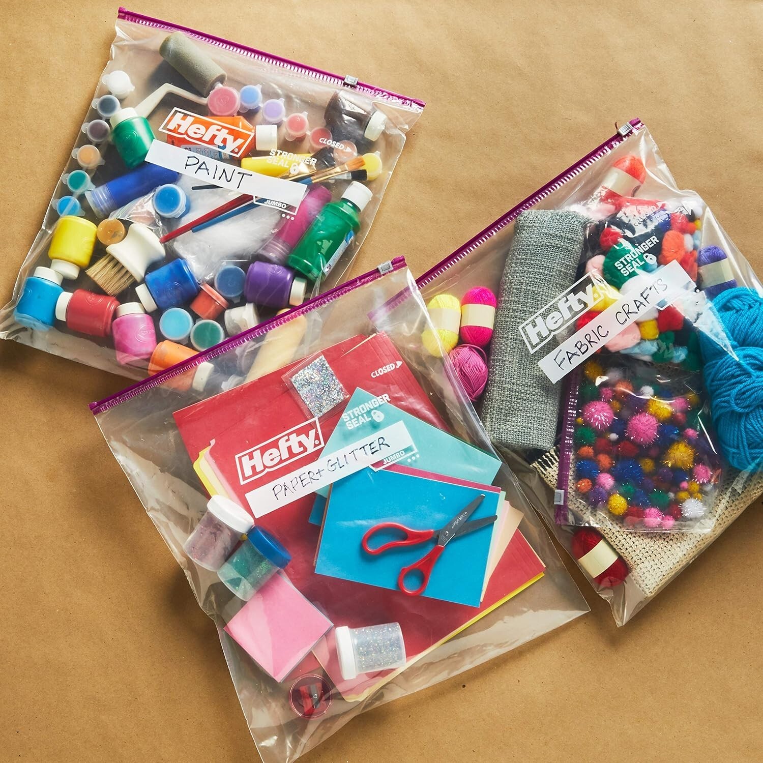 Hefty Slider Jumbo Storage Bags, 2.5 Gallon Size, 12 Count, Durable & Leak-Proof gallery