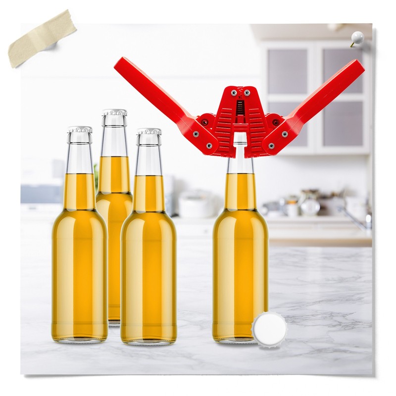 Fermentaholics Beer Bottle Capper & Lid Set and 144 White Crown Caps gallery