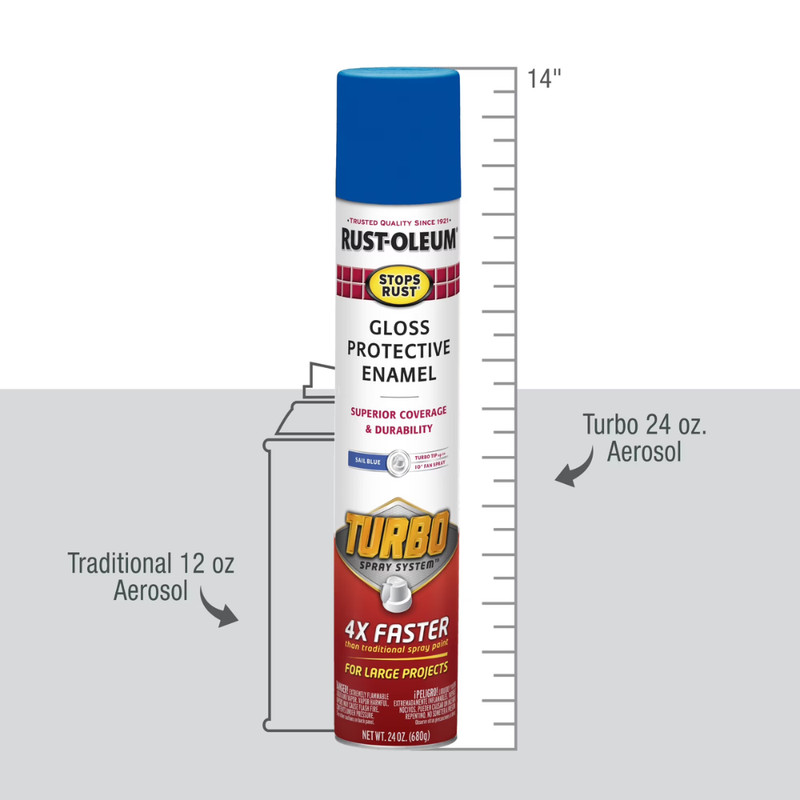 Rust-Oleum Stops Rust Turbo Spray Paint, Sail Blue, Gloss Enamel, 24 oz, 3 Pack gallery