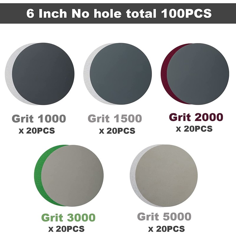 100PCS 6 inch Hook Loop Sanding Discs 1000 1500 2000 3000 5000 Wet Dry Sandpaper gallery
