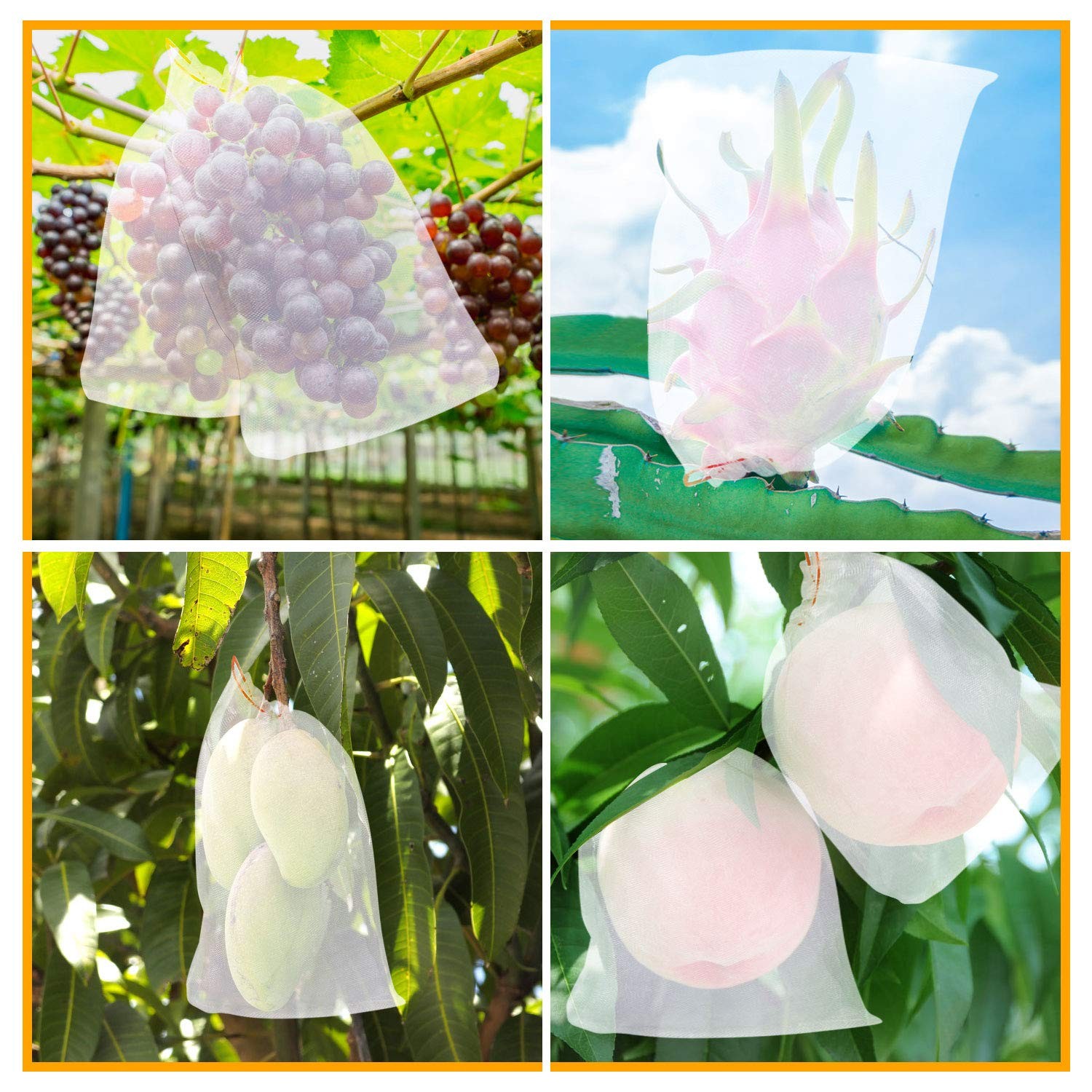 100Pcs Fruit Protection Bags 6x4 Garden Netting Bags with Drawstring Bag NEW gallery