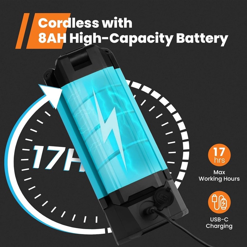 Cordless Work Light with Triple LED Lamps, 8AH Battery, 700/1200/2200 Lumen gallery