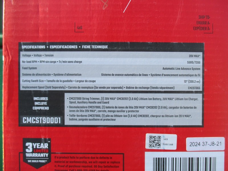 New, 13” Cordless String Trimmer Edger Craftsman V20 2.0Ah Battery & Charger gallery