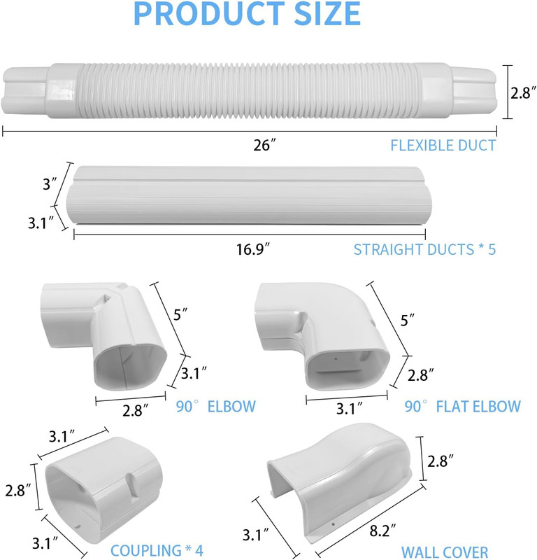 Mini Split Wall Mount Bracket Kit 7000-18000 BTU with 10ft Line Set Cover gallery