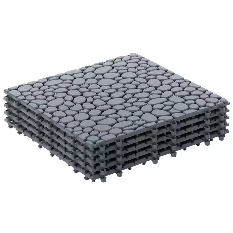 Plastic Interlocking Cobbled Stone Look Garden Pathway Tiles, Decorative Floor G gallery