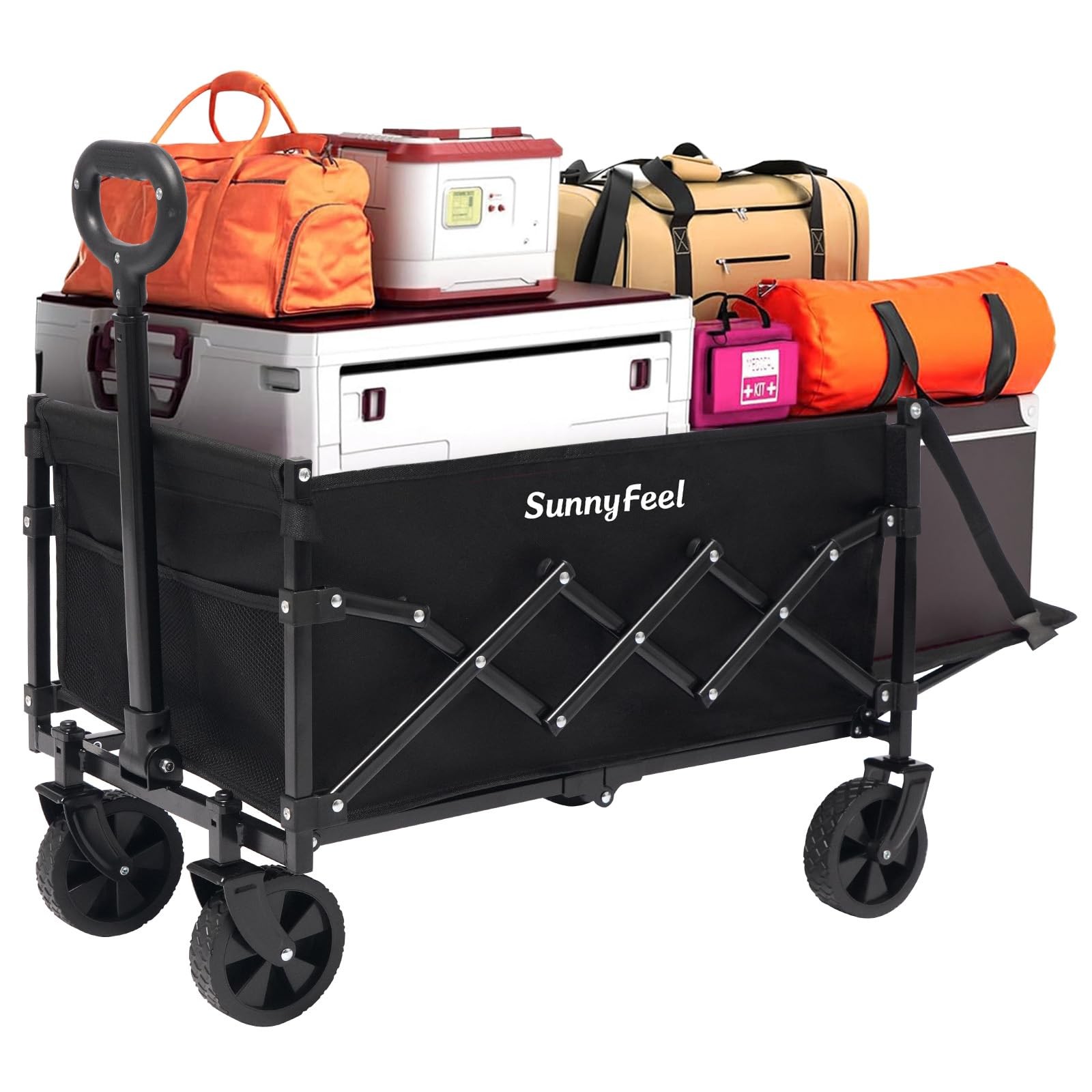 330lbs Wagons Carts Foldable with Extended Tailgate,Heavy Duty Collapsible Fo... gallery